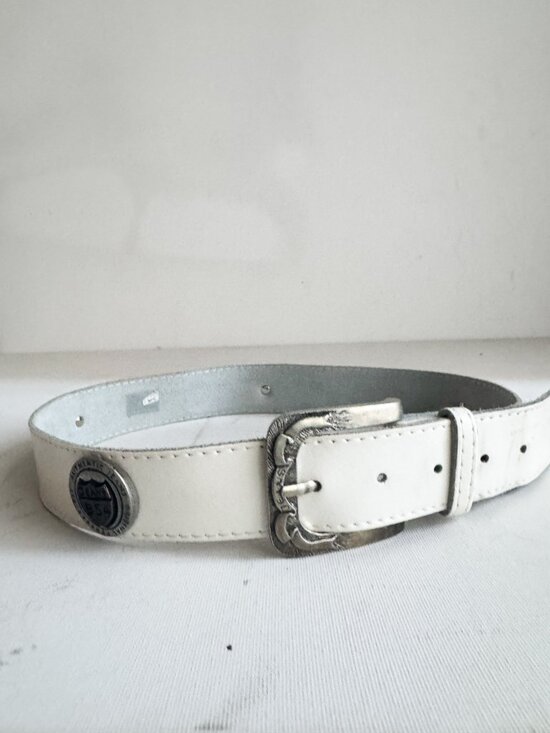 Vintage B 54 White Leather Belt